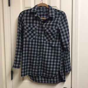 Madewell Navy & Gray Flannel Button Up Shirt, Size XS